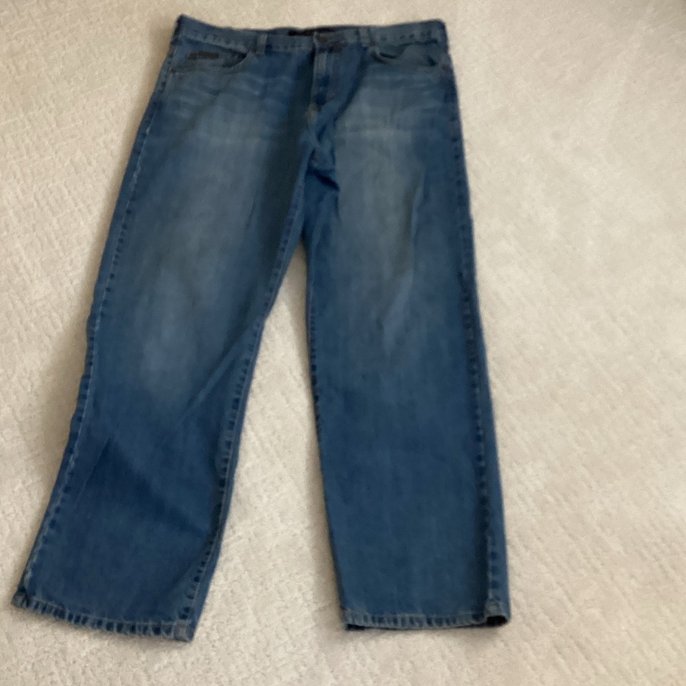 Men's Calvin Klein Relaxed Straight Easy Fit Blue Jeans Size 38x32 - Picture 1 of 6